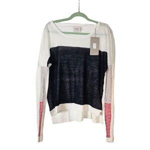 CHARLI LONDON Linen Colorblock Lightweight Stripe Summer Sweater Contemporary